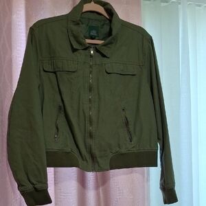 Olive Green Zip-Up Jacket